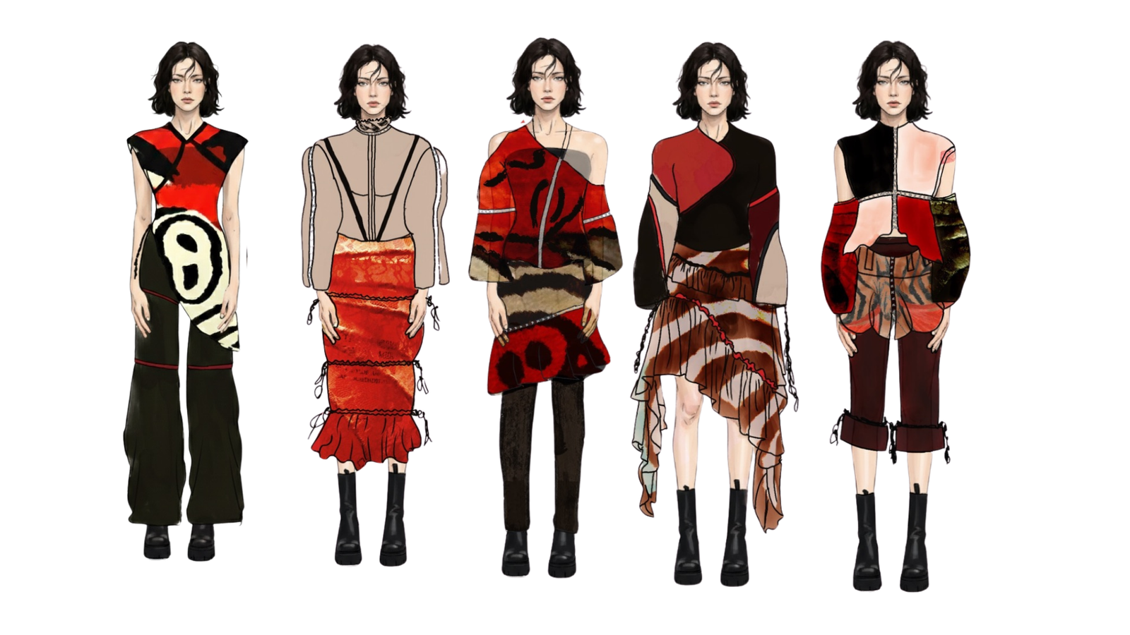 Ilustración línea femenina — Entre capas, vista delantera