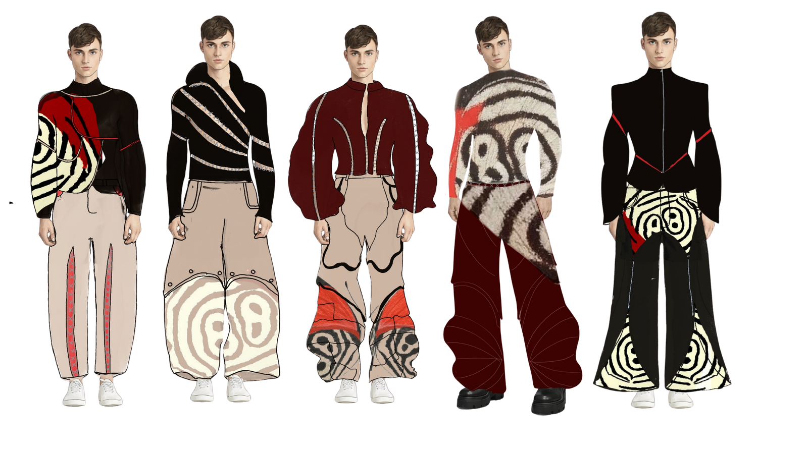 Ilustración línea masculina — Entre capas, vista delantera