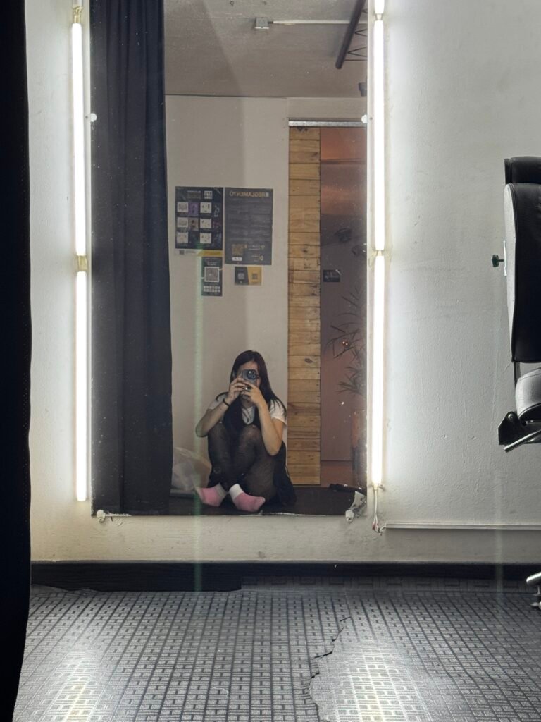 Espejo del estudio durante la sesi&oacute;n